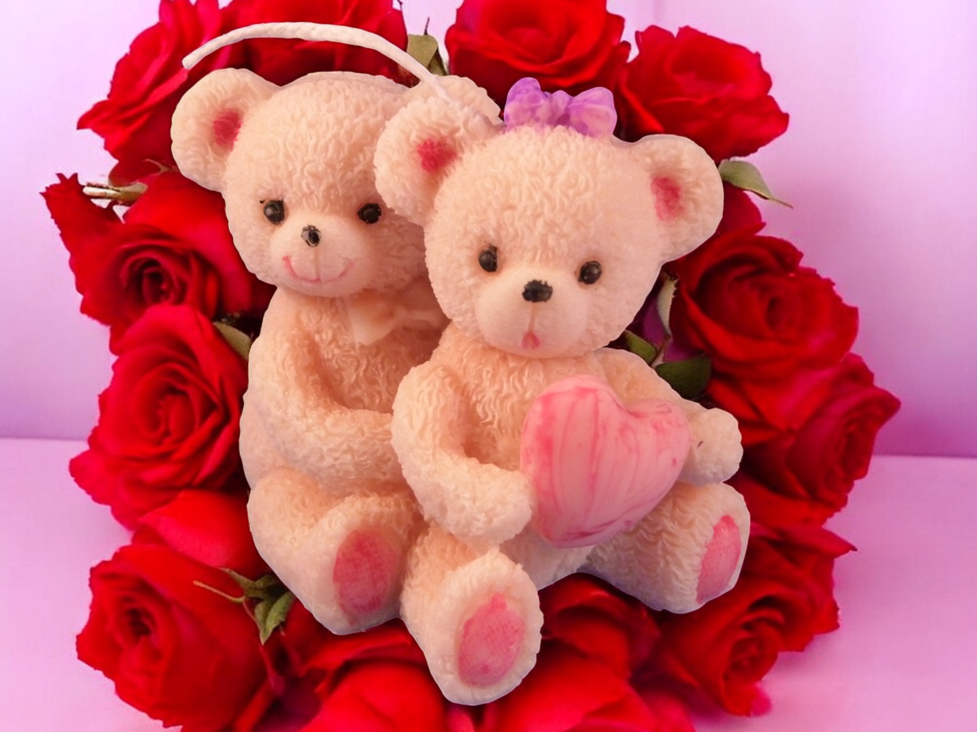 Zittende Beren met Hart Kaars (image for) Zittende Beren met Hart Kaars